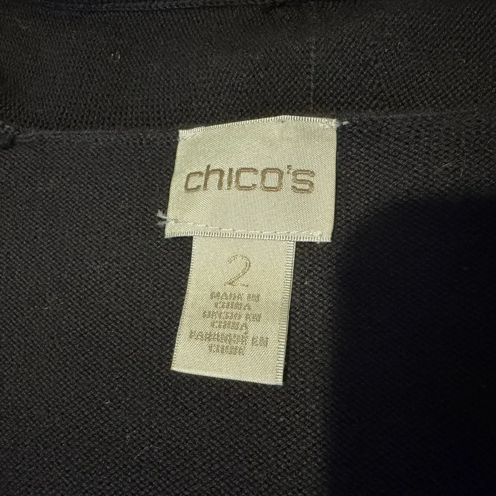 Chicos Woman's Cardigan Sweater Size 2 Large Black Whimsygoth Dark‎ Romantic